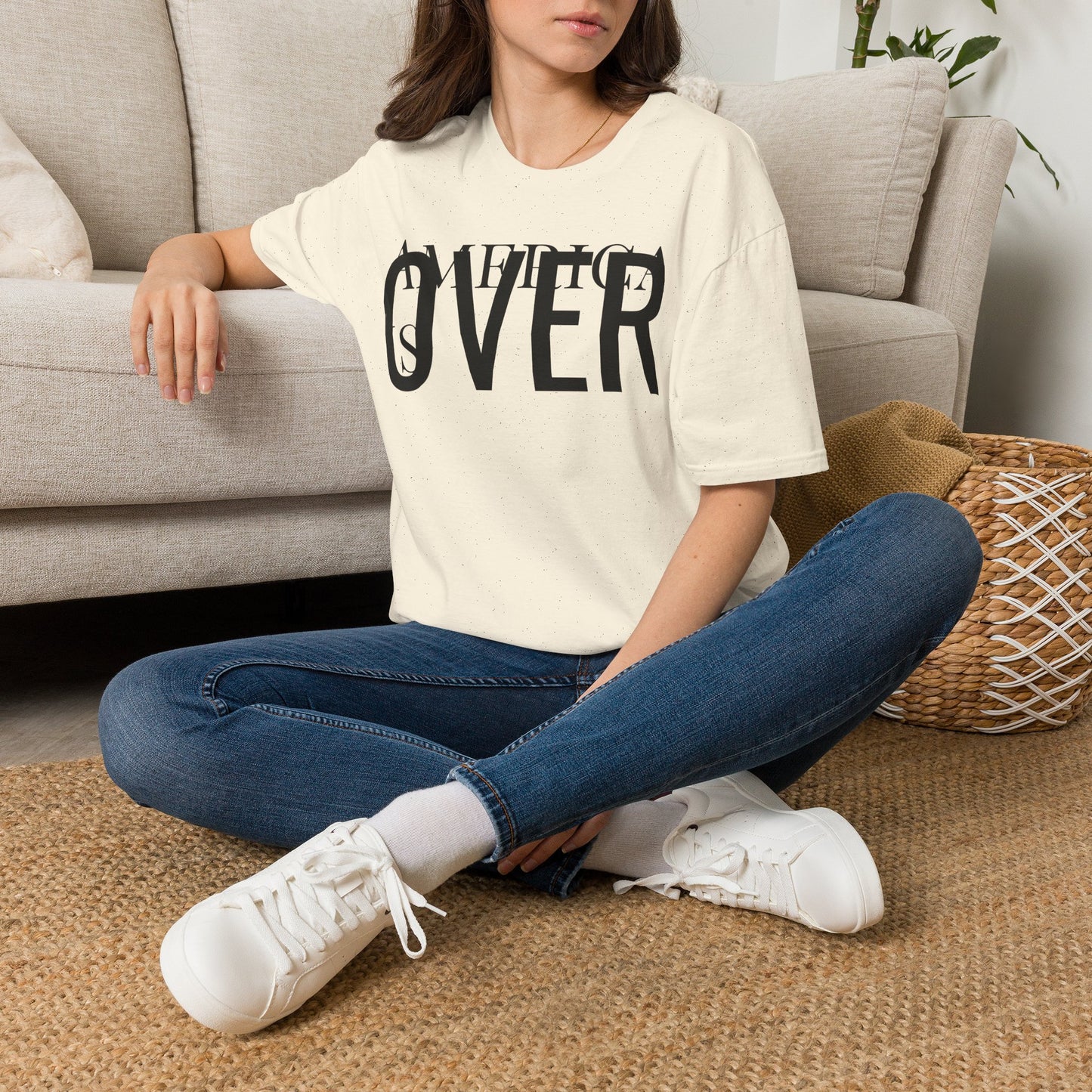 America is OVER Graphic Tee — Bold Monochrome Statement Shirt