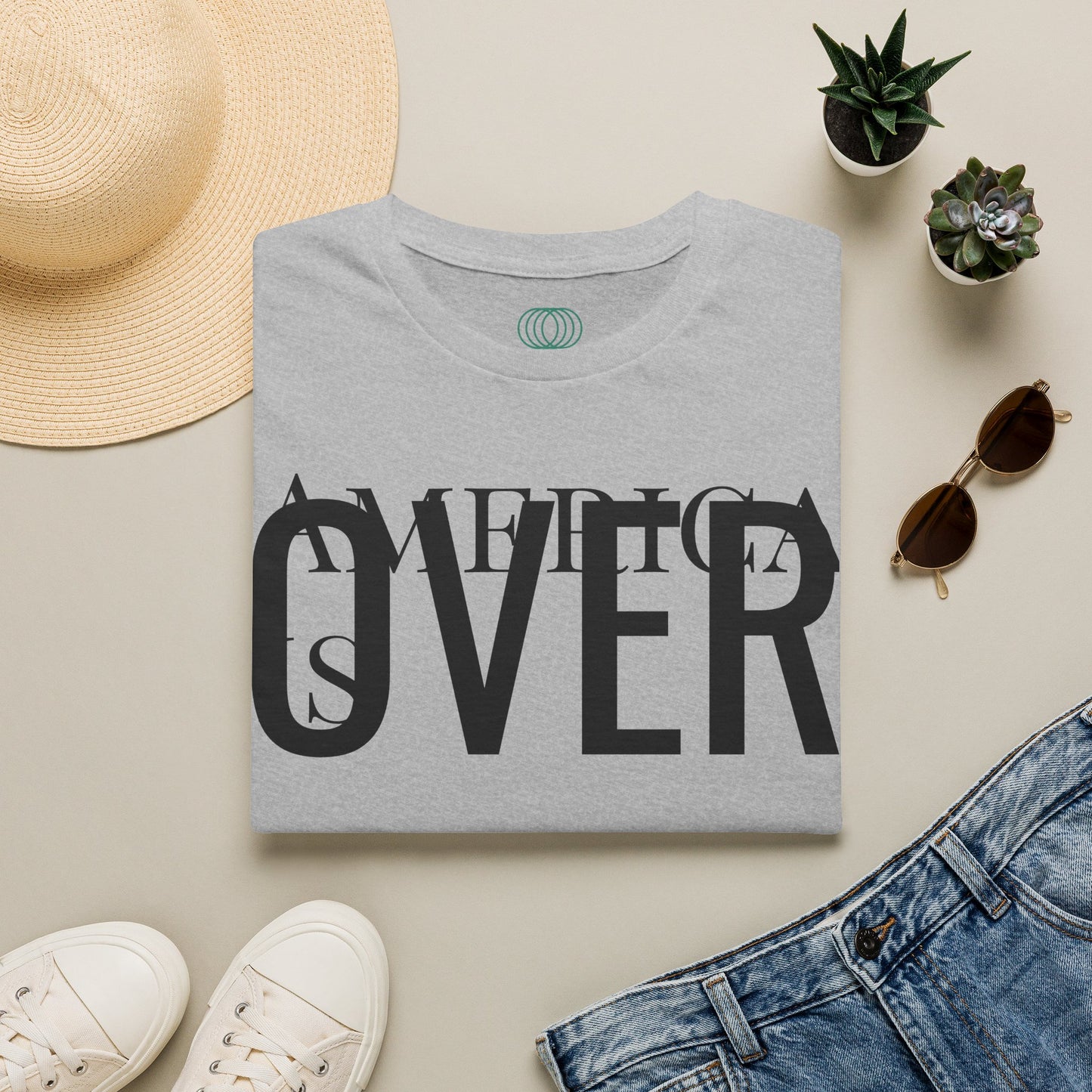 America is OVER Graphic Tee — Bold Monochrome Statement Shirt