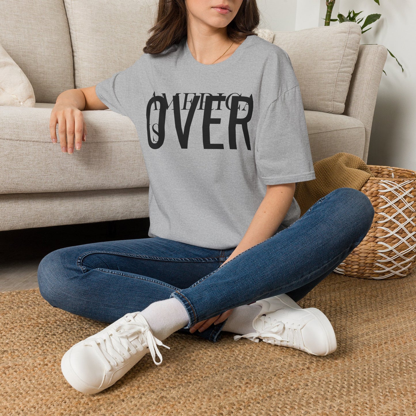 America is OVER Graphic Tee — Bold Monochrome Statement Shirt