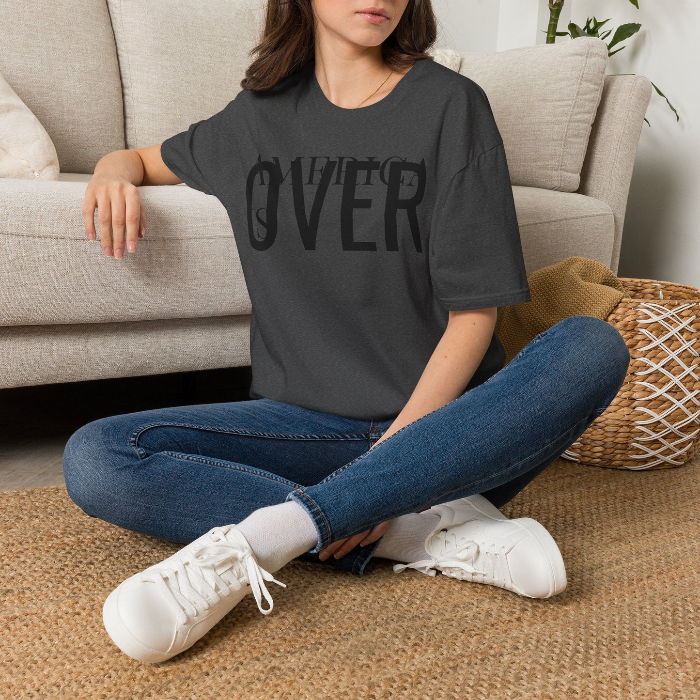 America is OVER Graphic Tee — Bold Monochrome Statement Shirt