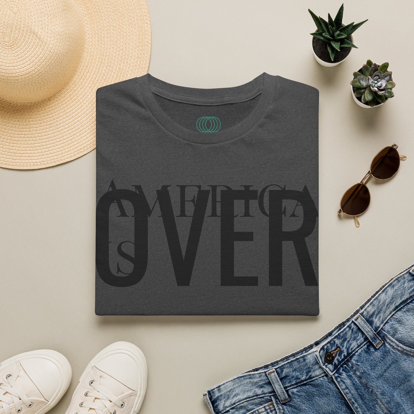 America is OVER Graphic Tee — Bold Monochrome Statement Shirt
