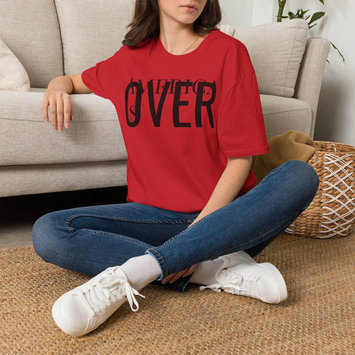 America is OVER Graphic Tee — Bold Monochrome Statement Shirt