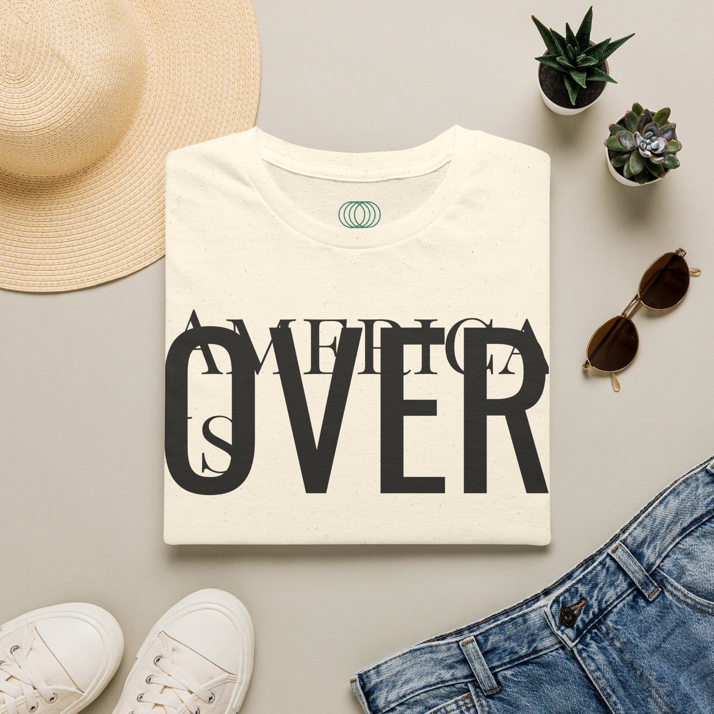 America is OVER Graphic Tee — Bold Monochrome Statement Shirt