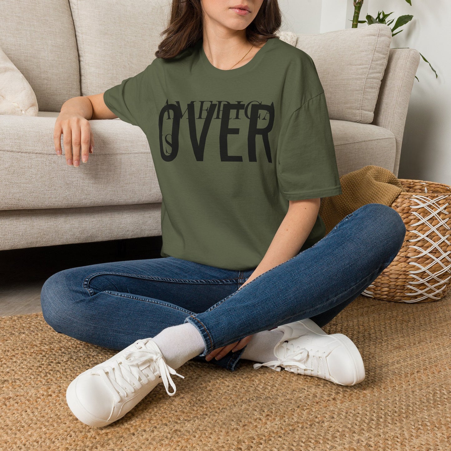 America is OVER Graphic Tee — Bold Monochrome Statement Shirt
