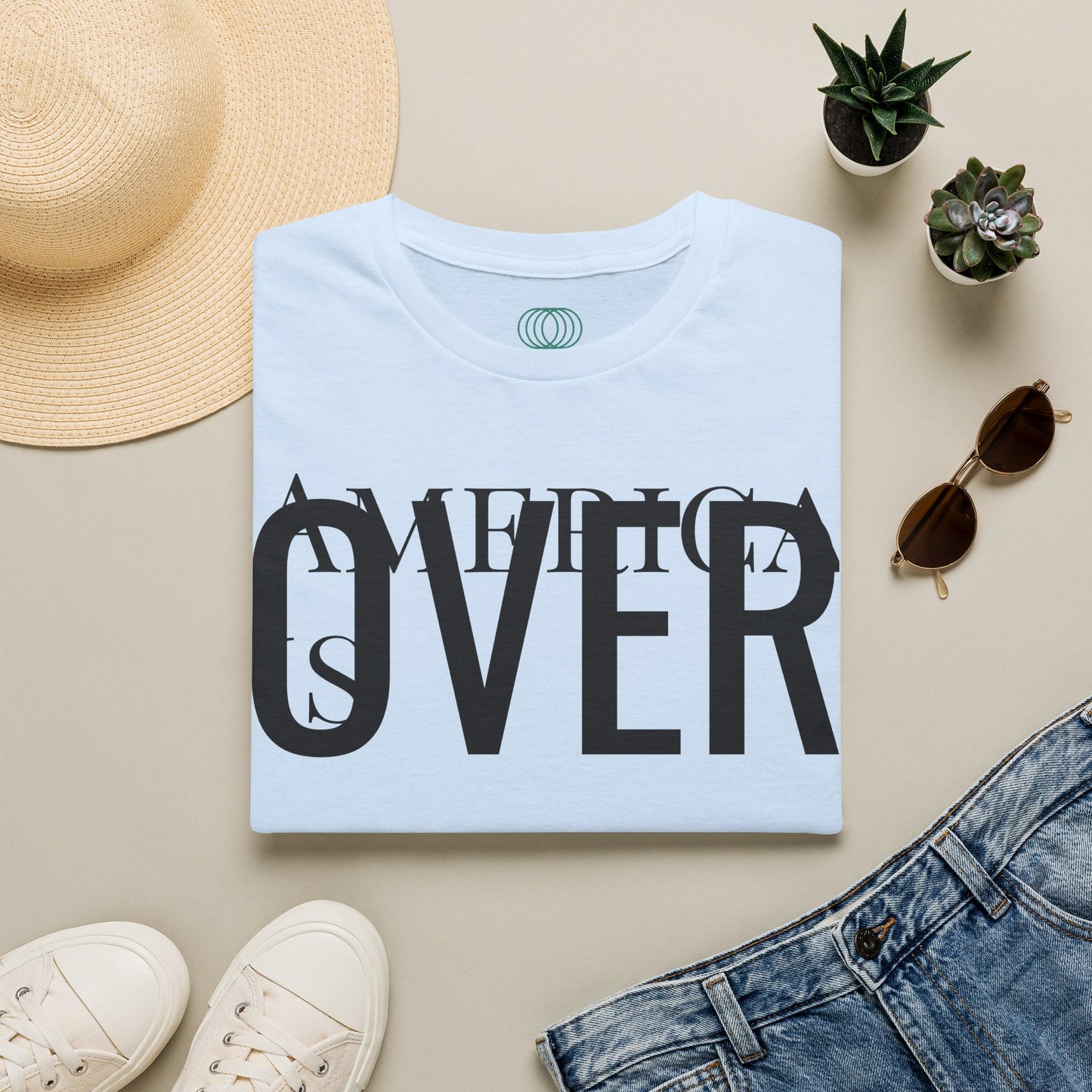 America is OVER Graphic Tee — Bold Monochrome Statement Shirt
