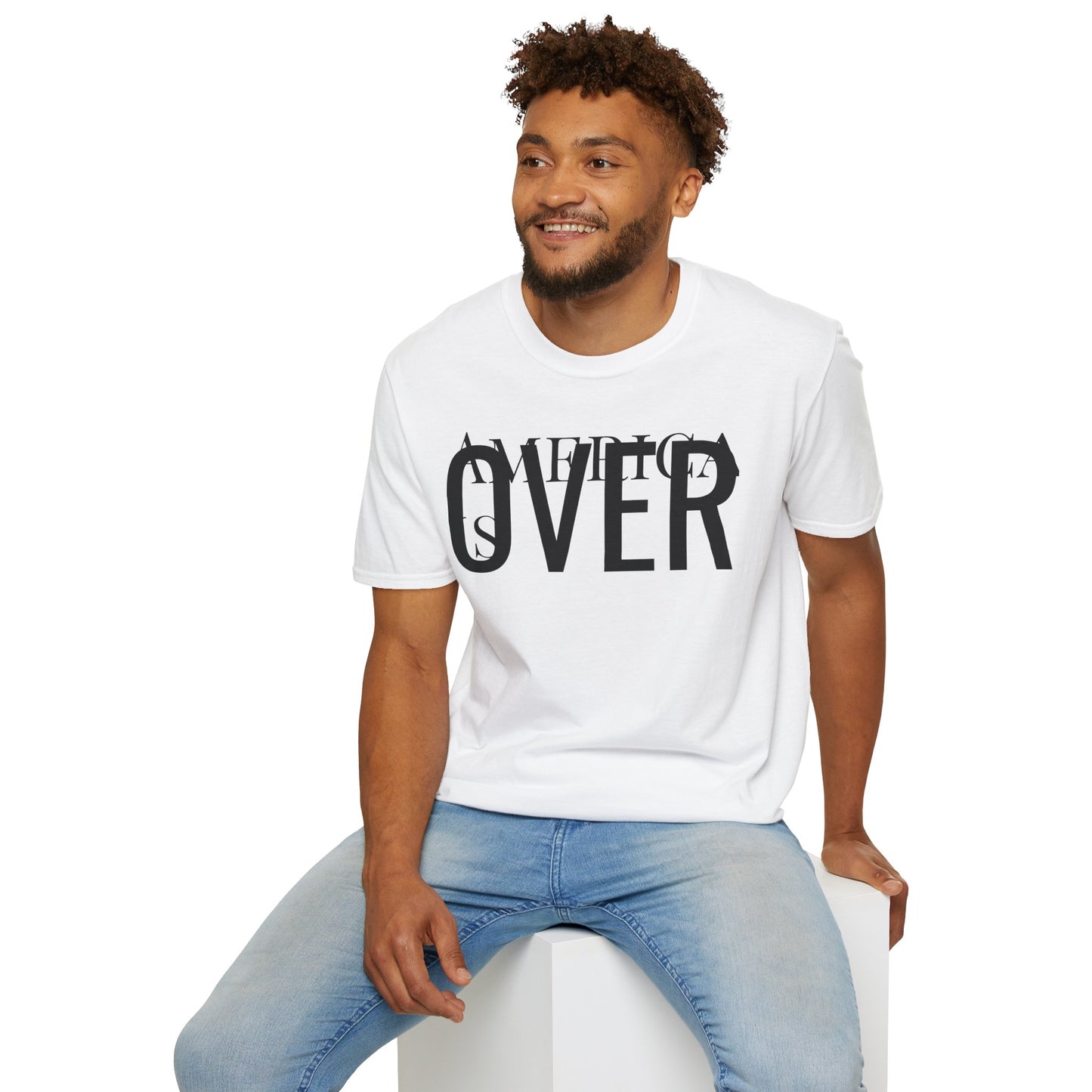 America is OVER Graphic Tee — Bold Monochrome Statement Shirt