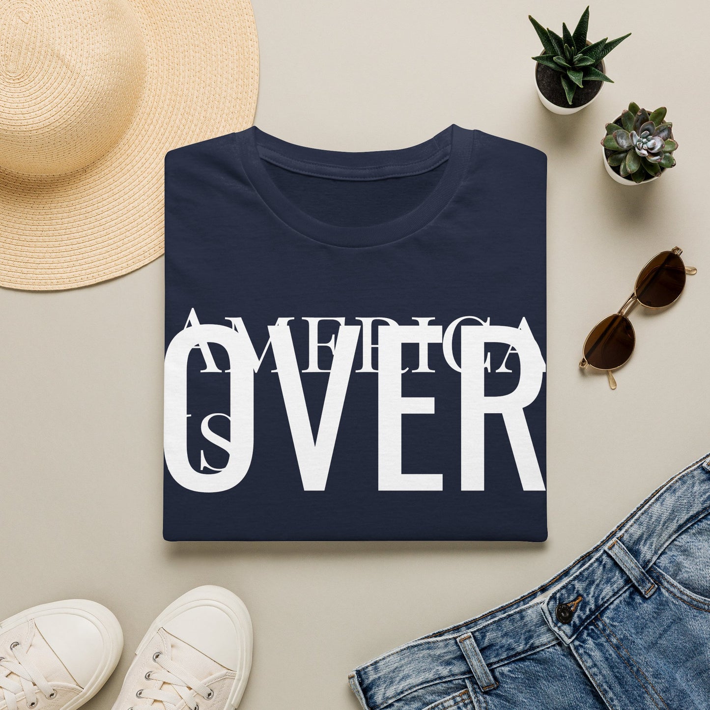America is OVER Graphic Tee — Bold Monochrome Statement Shirt