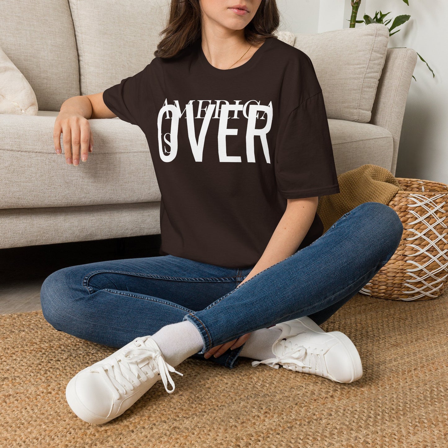 America is OVER Graphic Tee — Bold Monochrome Statement Shirt