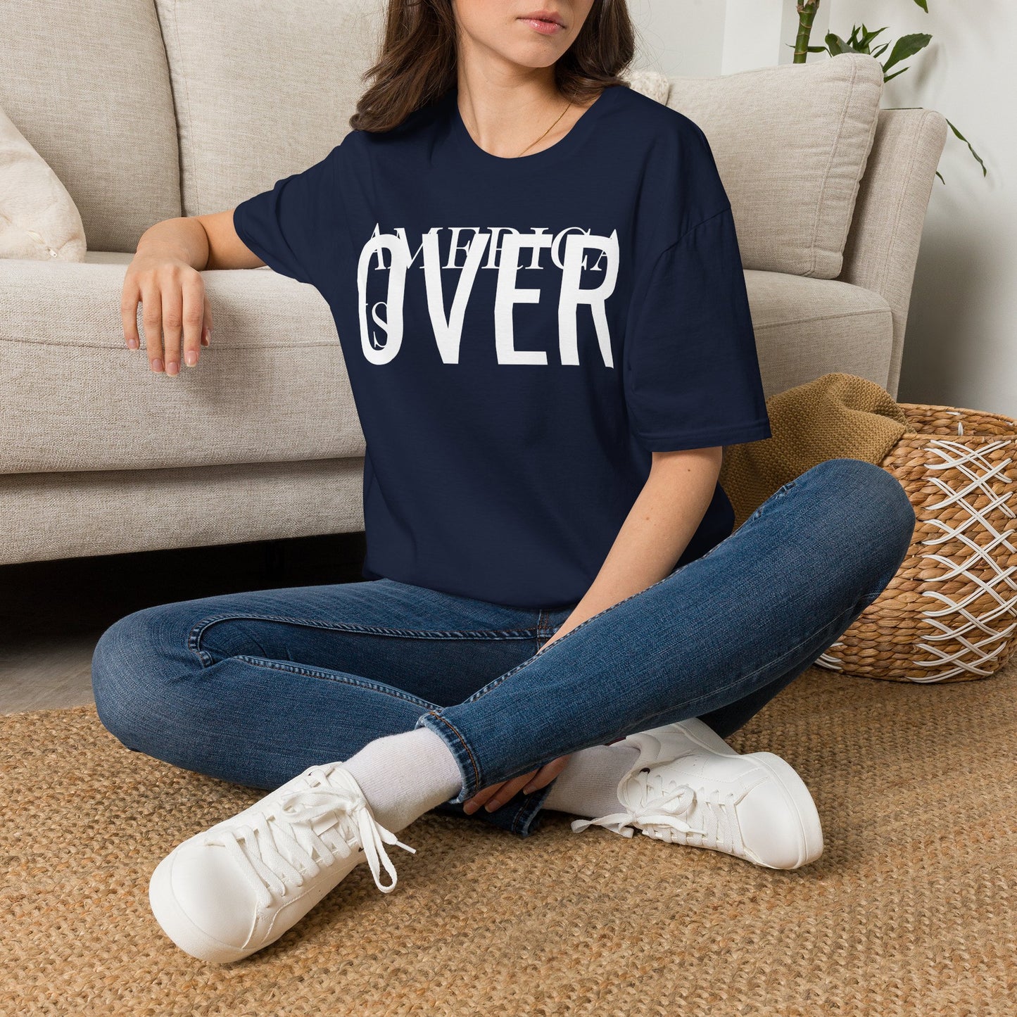America is OVER Graphic Tee — Bold Monochrome Statement Shirt