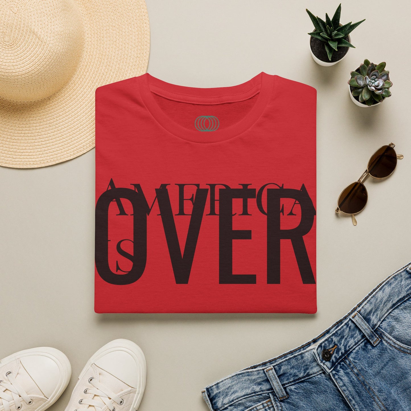 America is OVER Graphic Tee — Bold Monochrome Statement Shirt
