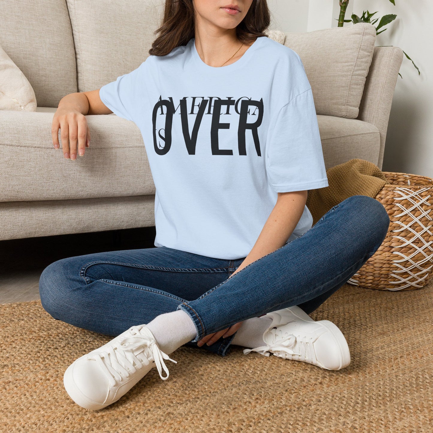 America is OVER Graphic Tee — Bold Monochrome Statement Shirt