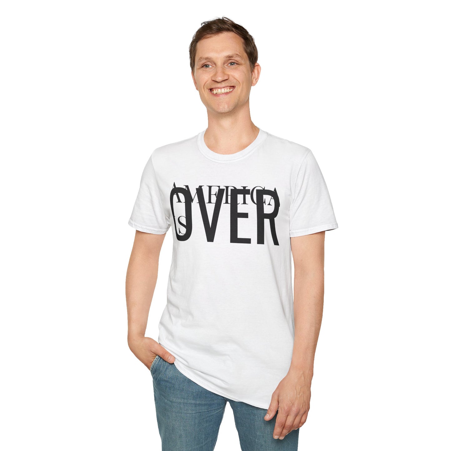 America is OVER Graphic Tee — Bold Monochrome Statement Shirt