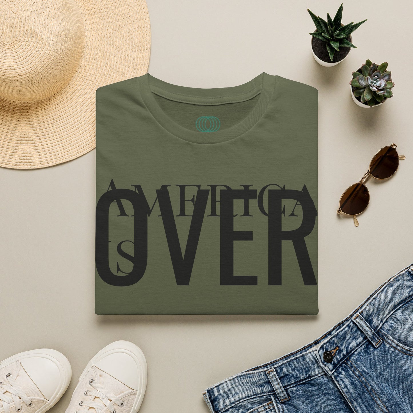 America is OVER Graphic Tee — Bold Monochrome Statement Shirt
