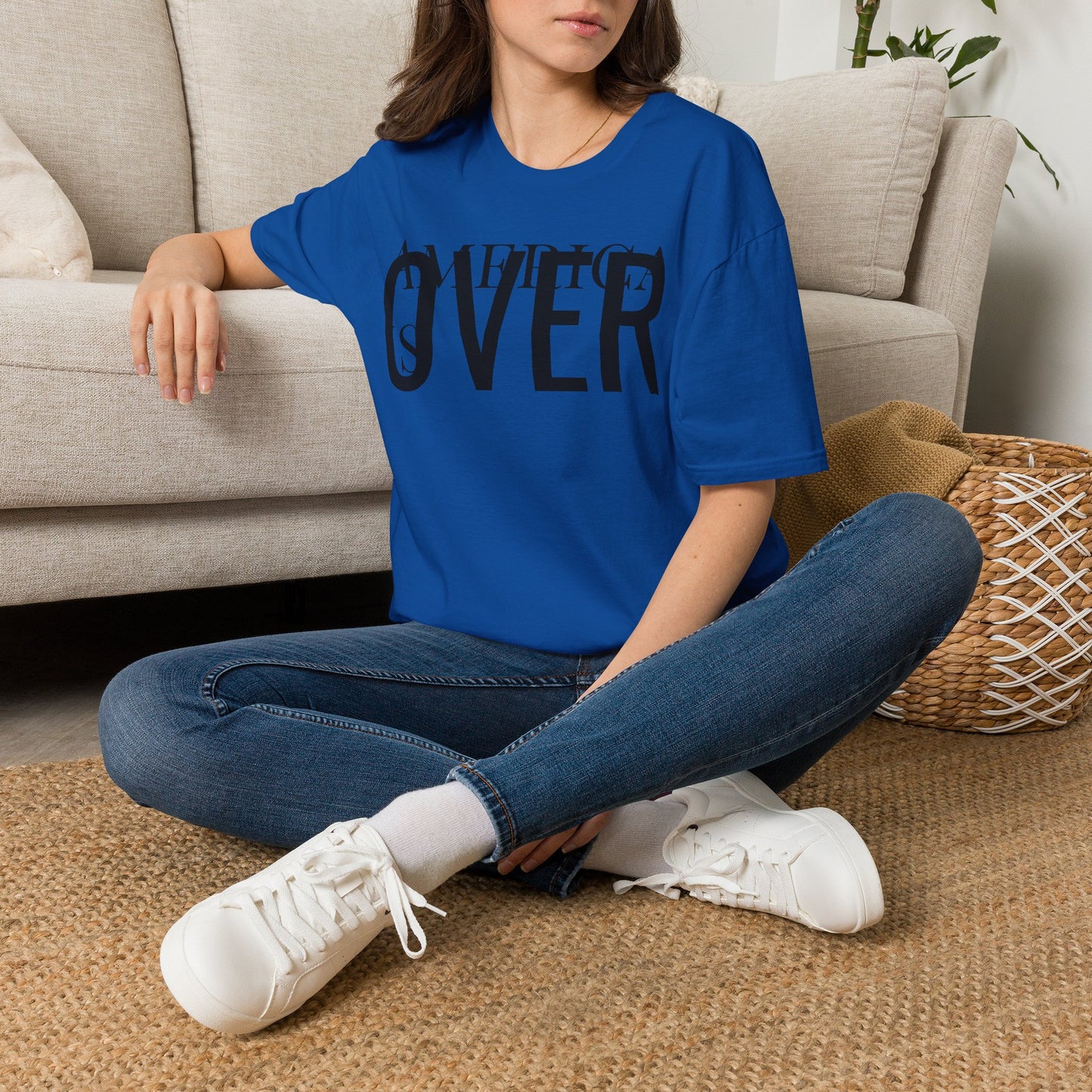 America is OVER Graphic Tee — Bold Monochrome Statement Shirt