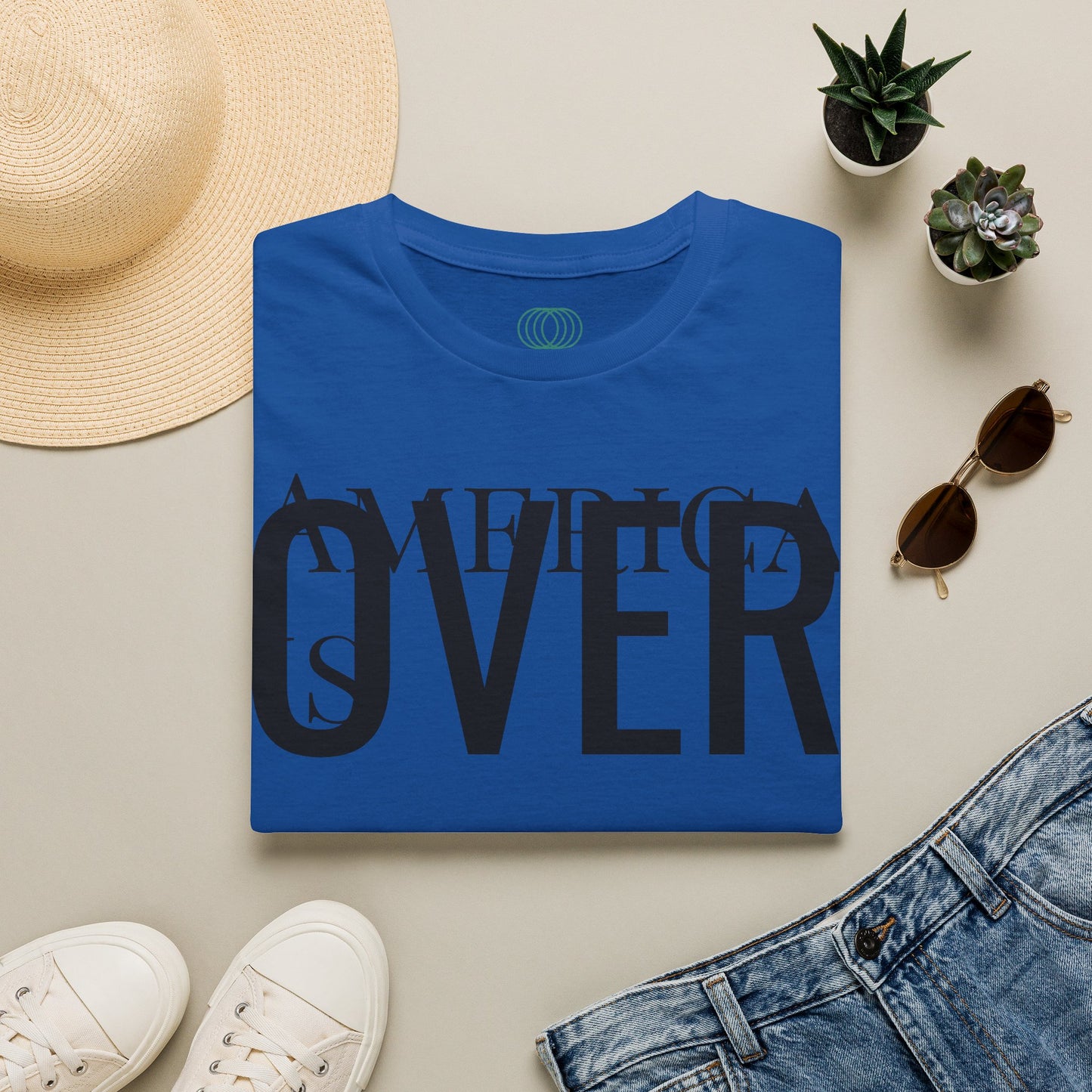 America is OVER Graphic Tee — Bold Monochrome Statement Shirt